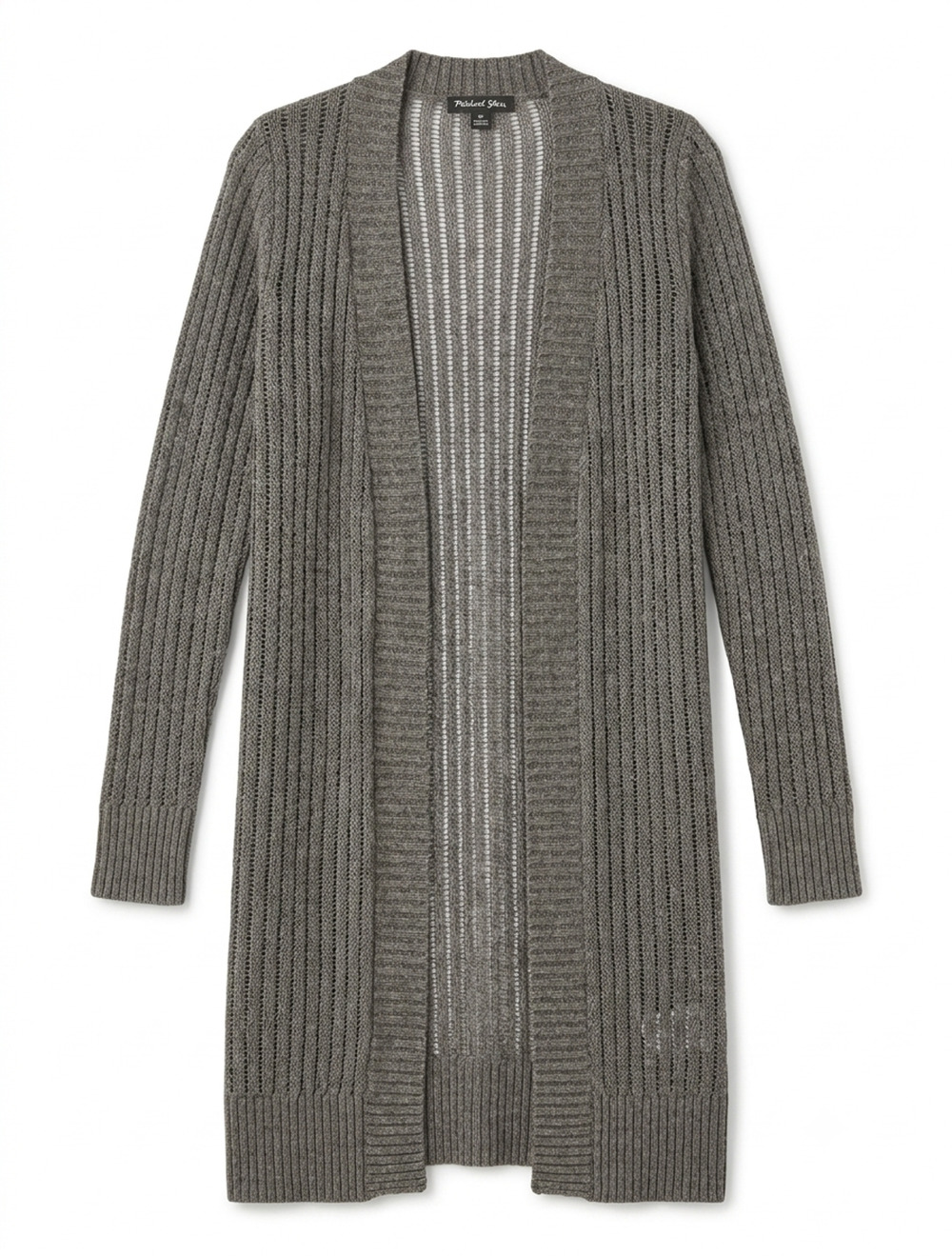 Tommy Bahama Linen Blend Open Front Long Cardigan Sweater Grey Small